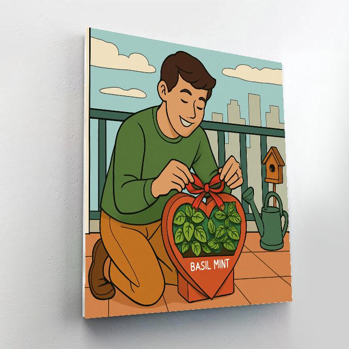 Valentines Day Balcony Herb Heart Planter Number painting