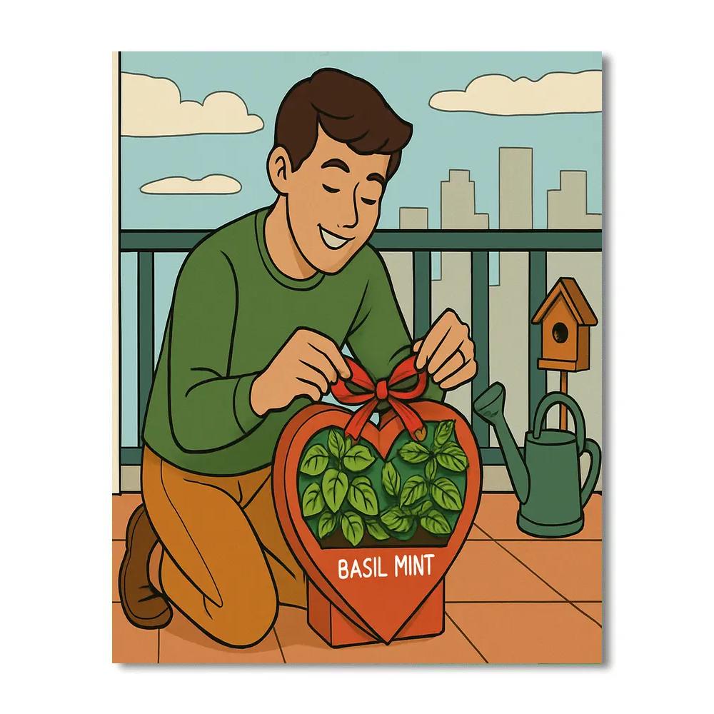 Valentines Day Balcony Herb Heart Planter Number painting