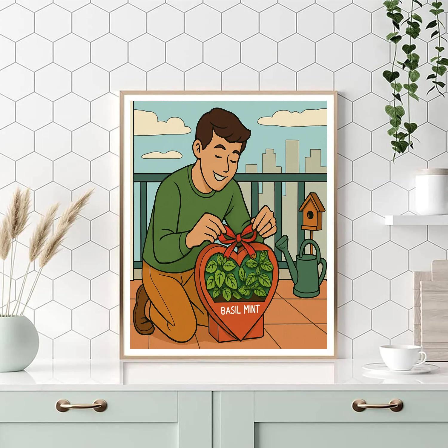 Valentines Day Balcony Herb Heart Planter Number painting