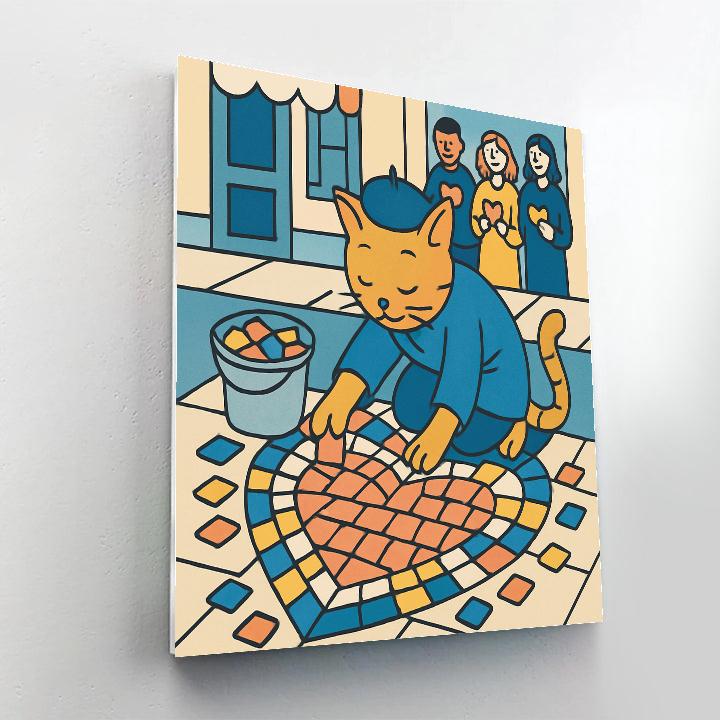 Valentines Day Heart Mosaic Sidewalk Art paint by number