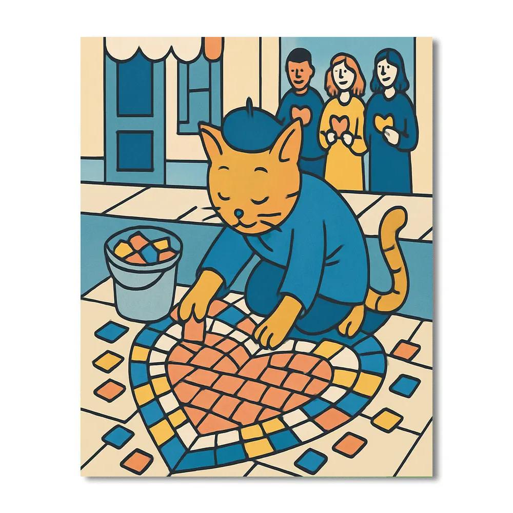 Valentines Day Heart Mosaic Sidewalk Art paint by number