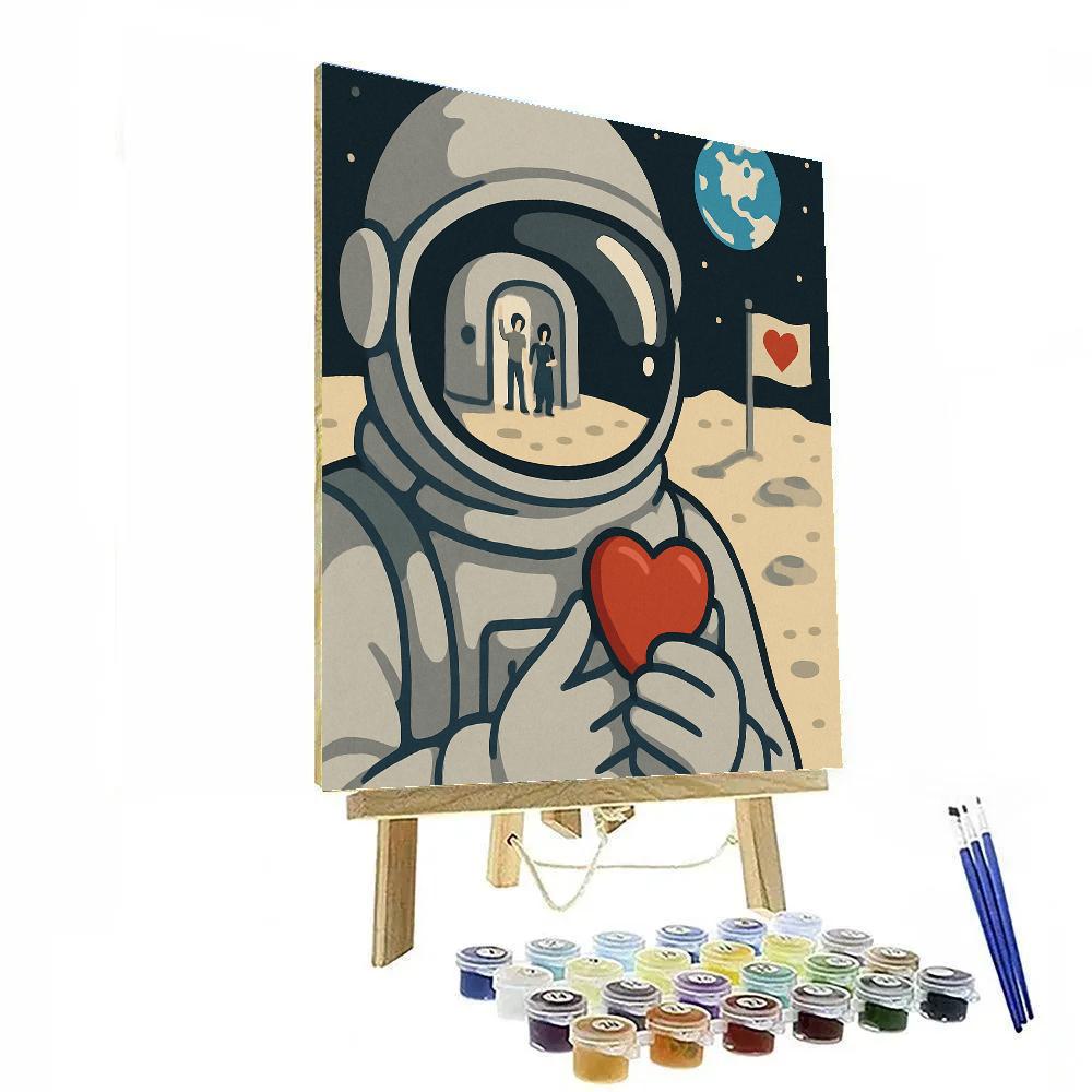 Valentines Day Astronaut Helmet Reflection Paint by numbers art