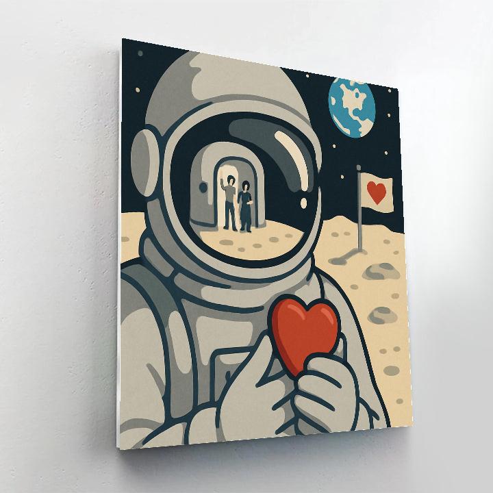 Valentines Day Astronaut Helmet Reflection Paint by numbers art