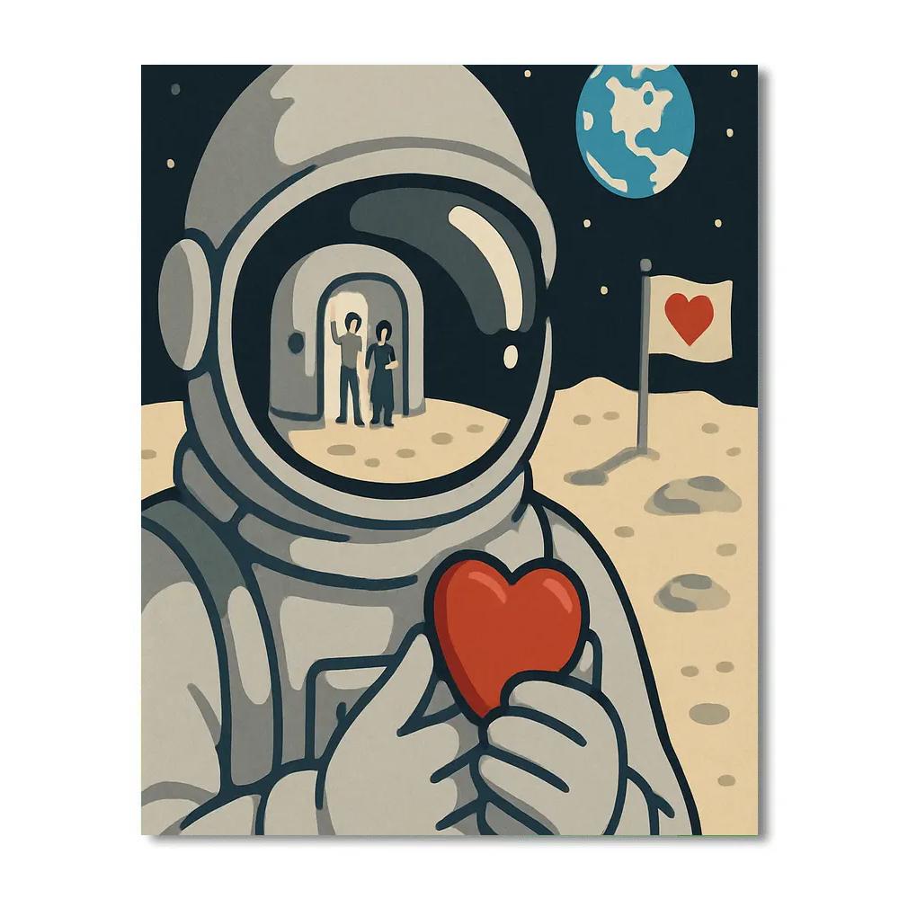 Valentines Day Astronaut Helmet Reflection Paint by numbers art