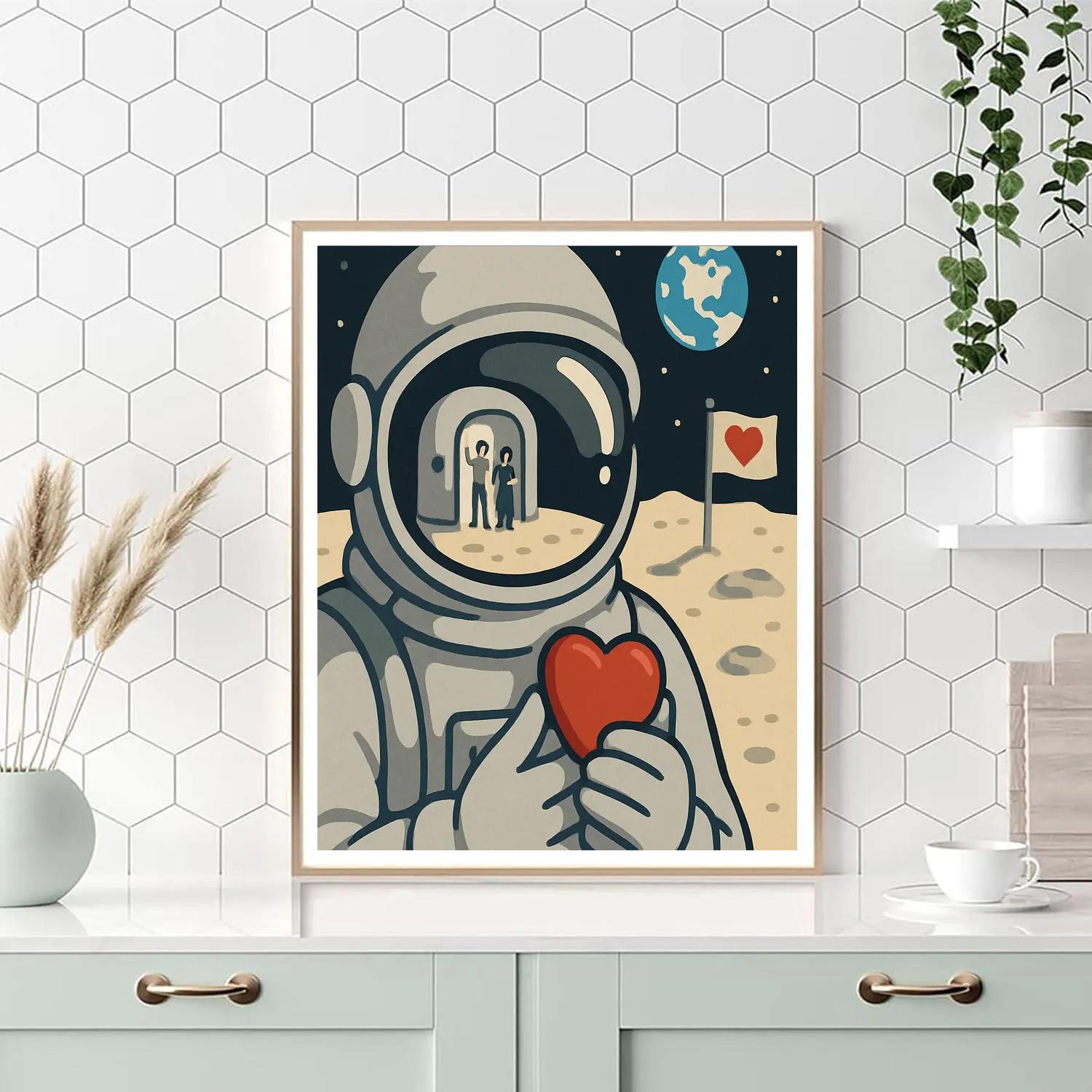 Valentines Day Astronaut Helmet Reflection Paint by numbers art