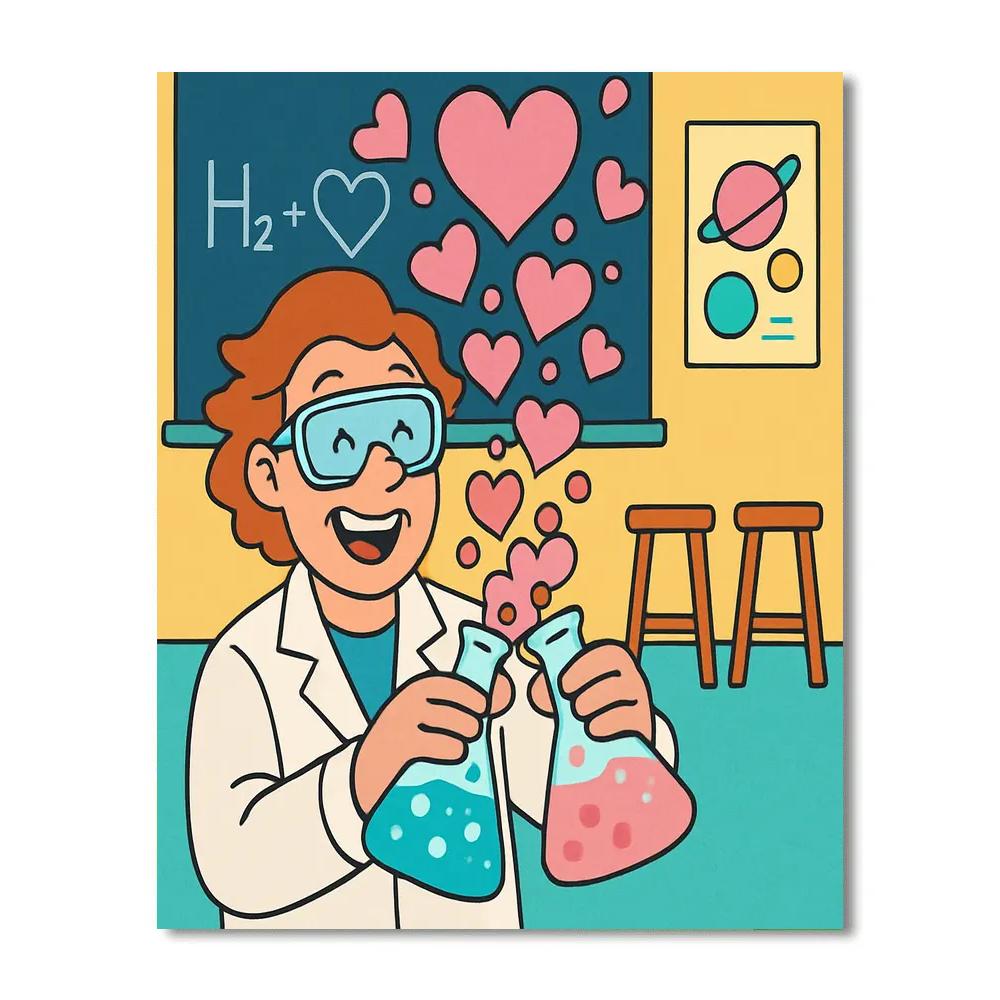 Valentines Day Classroom Heart Chemistry paint by numbers