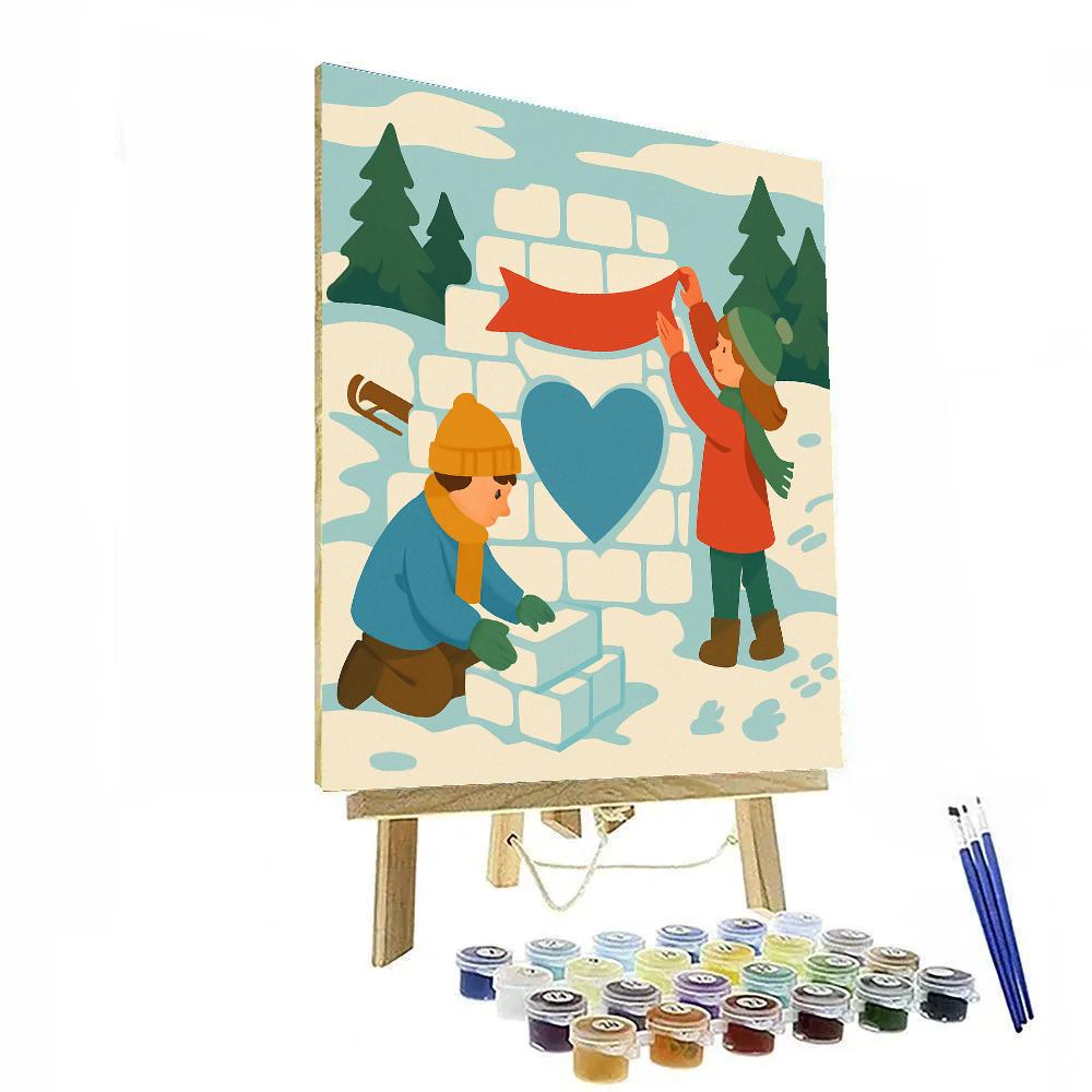 Valentines Day Heart Shaped Snow Fort paint by color