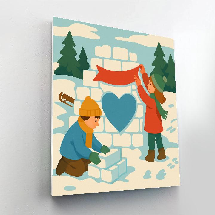 Valentines Day Heart Shaped Snow Fort paint by color