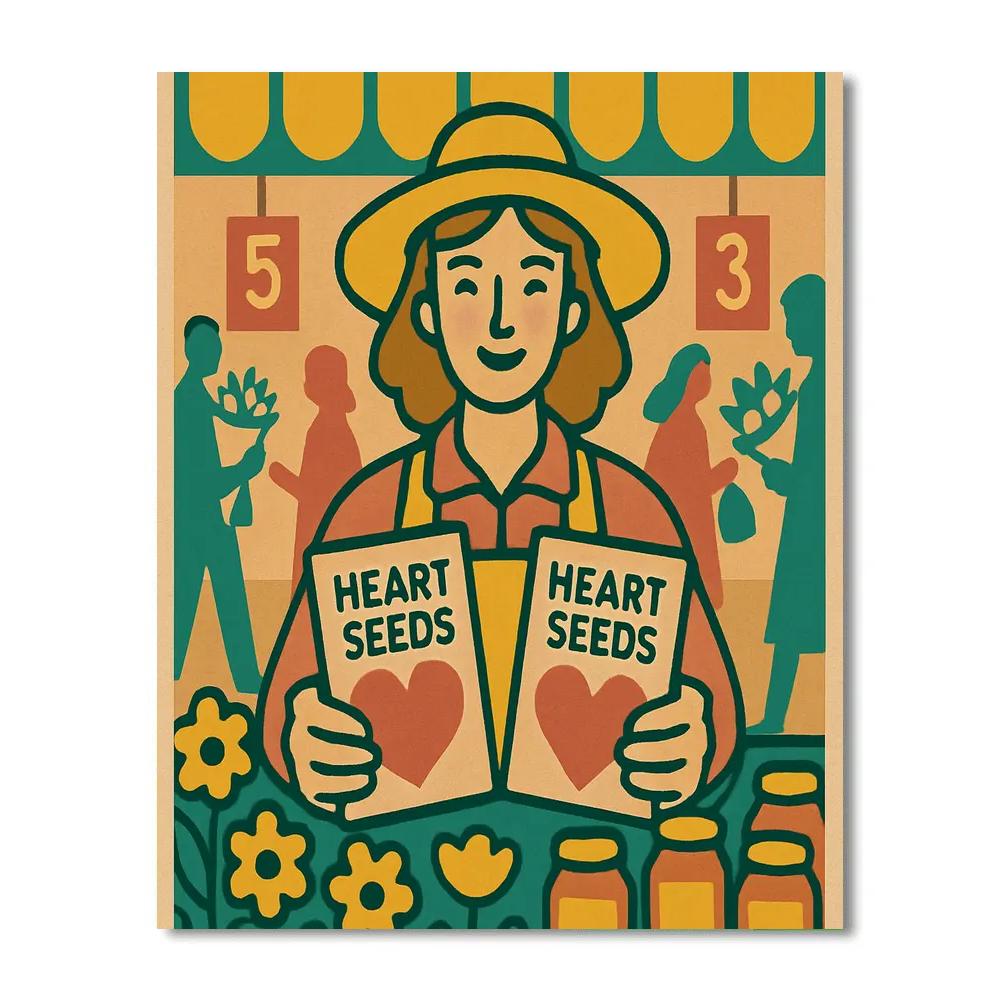 Valentines Day Heartseed Farmers Market Paint by numbers art