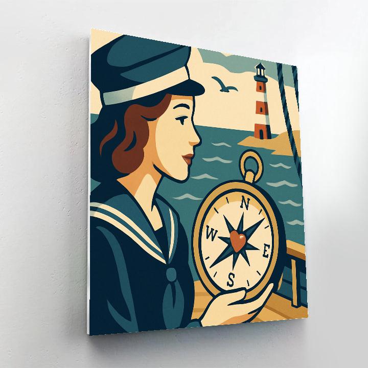 Valentines Day Heart Compass Navigation painting number kit