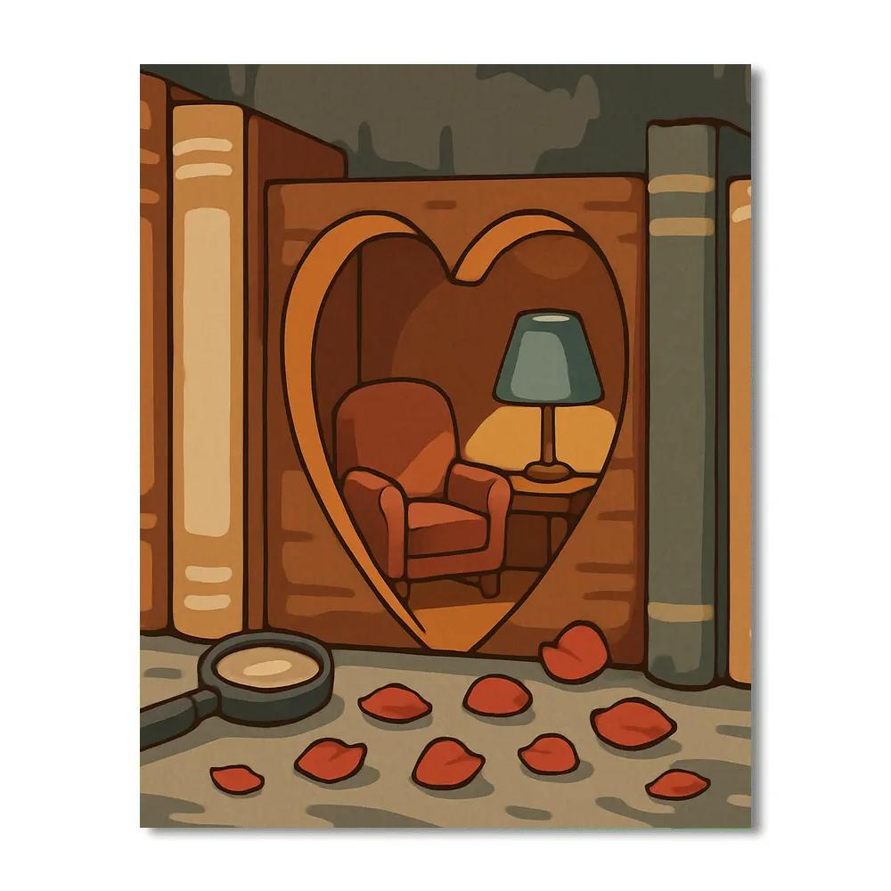 Valentines Day Heart Shaped Book Nook Painting by numbers kit