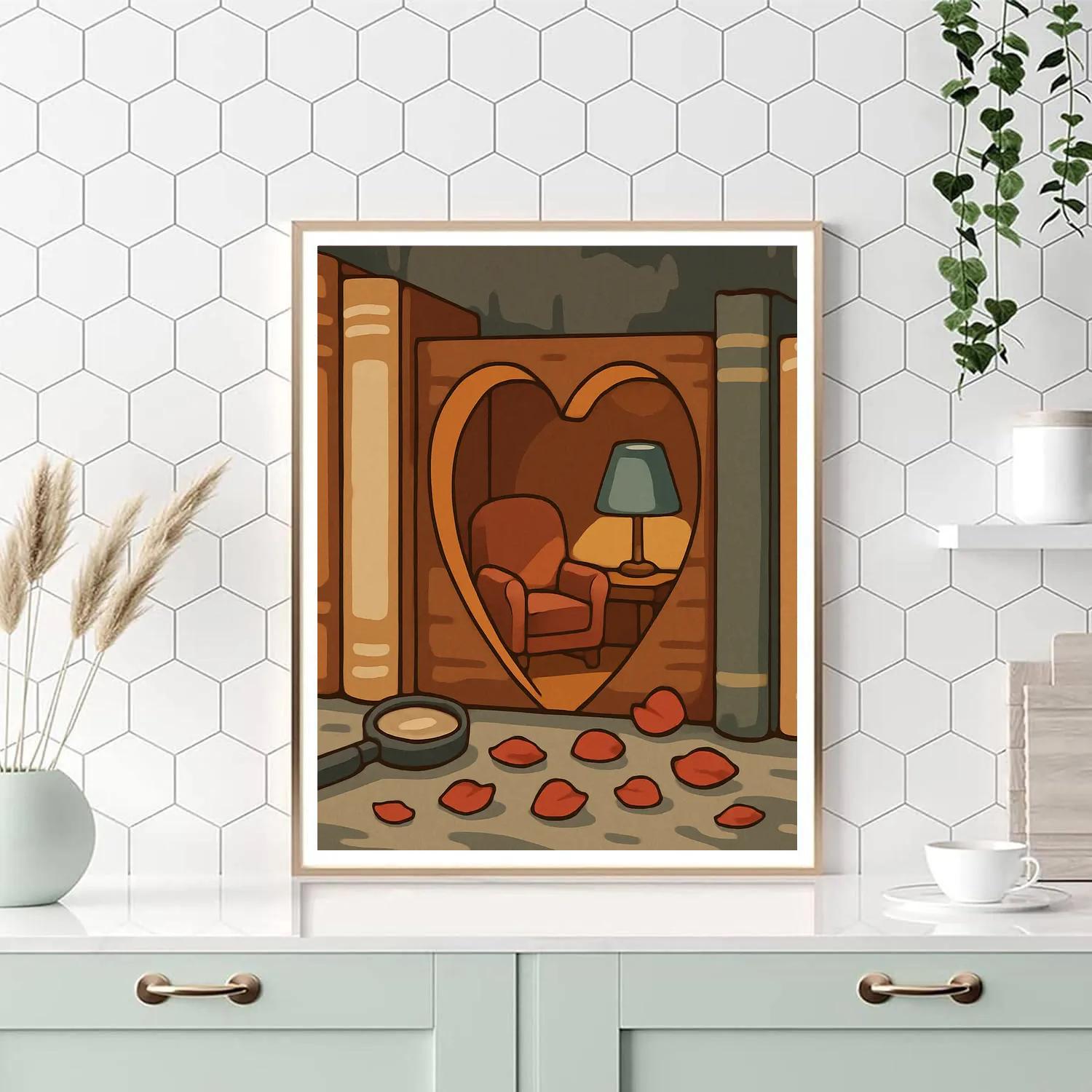 Valentines Day Heart Shaped Book Nook Painting by numbers kit