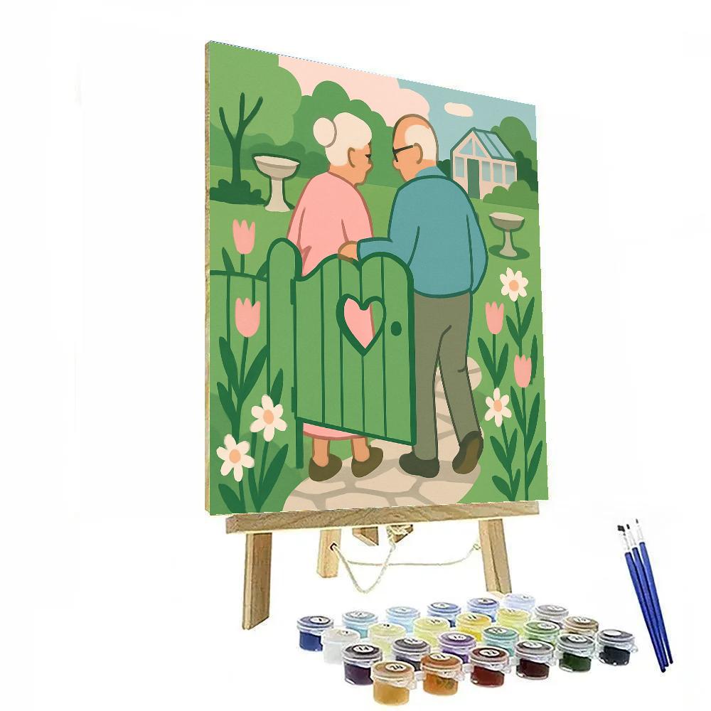 Valentines Day Heart Shaped Garden Gate paint by number