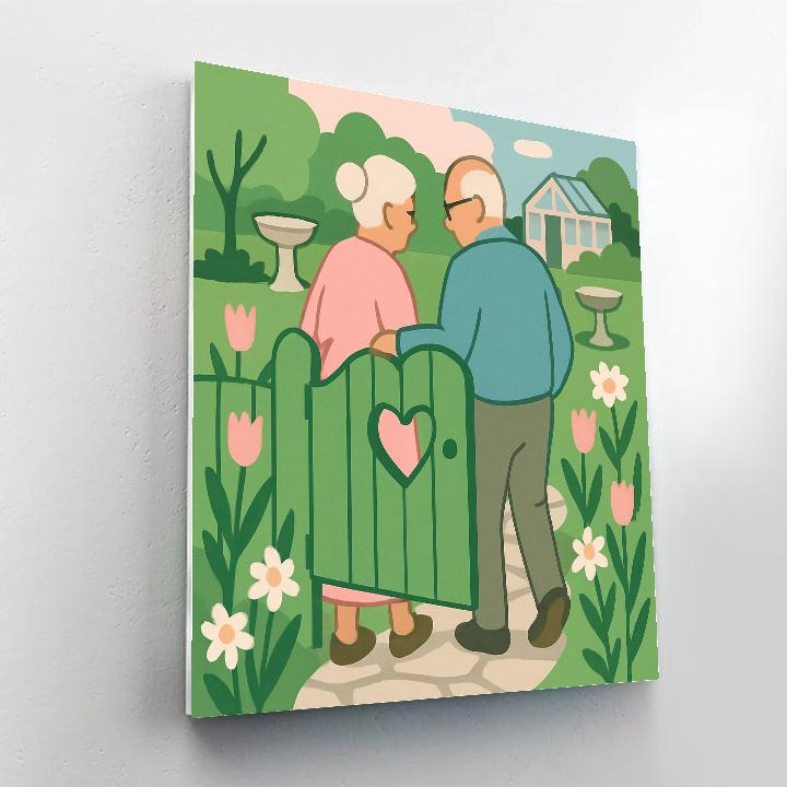 Valentines Day Heart Shaped Garden Gate paint by number