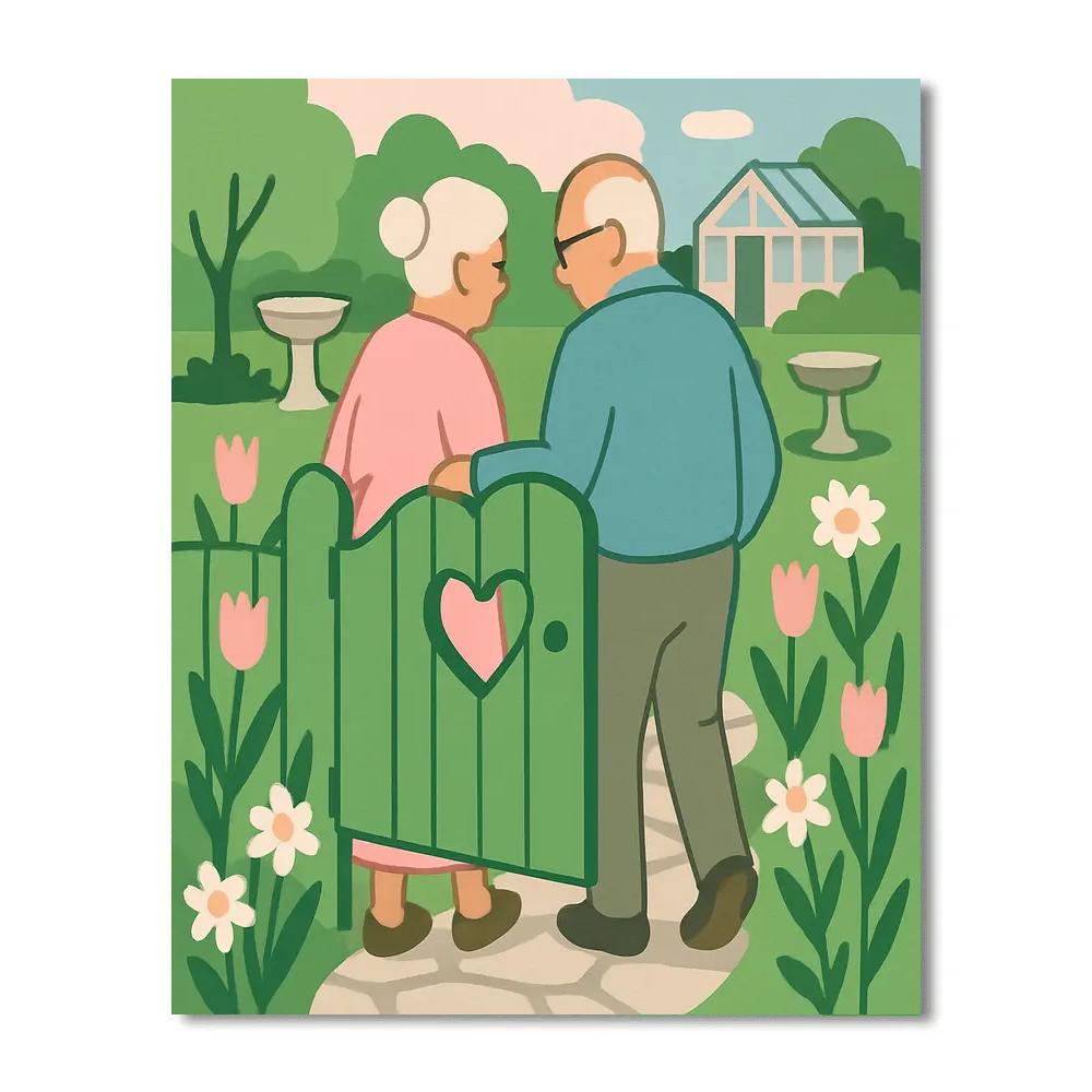 Valentines Day Heart Shaped Garden Gate paint by number