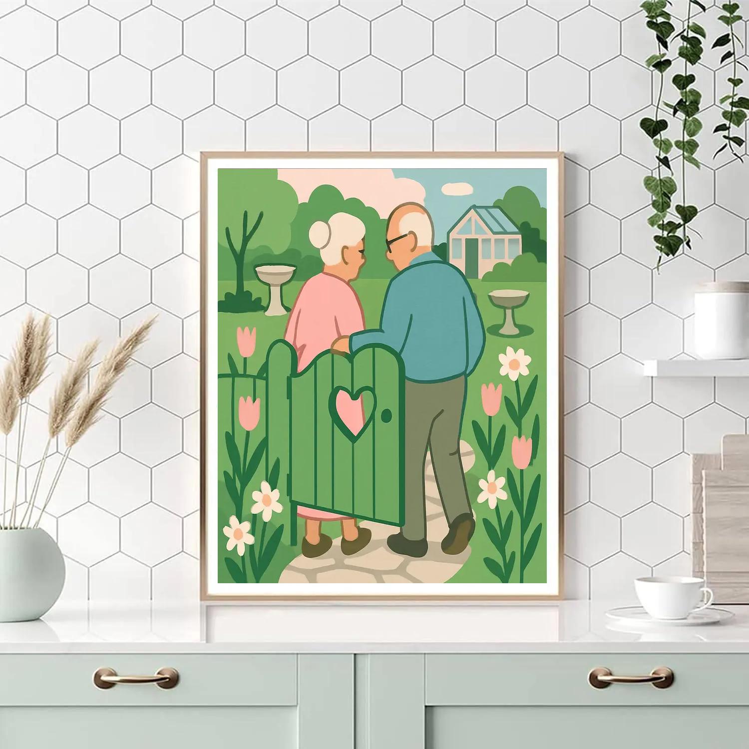 Valentines Day Heart Shaped Garden Gate paint by number
