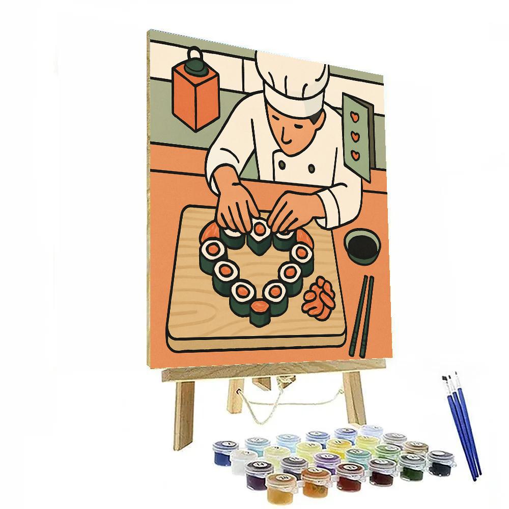 Valentines Day Heart Shaped Sushi Platter DIY paint by numbers