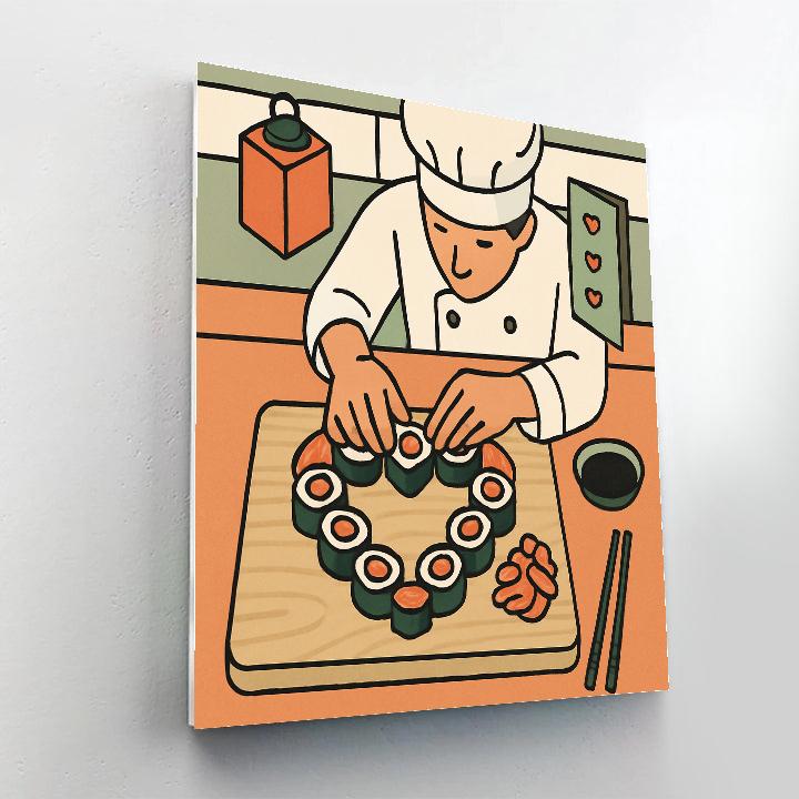 Valentines Day Heart Shaped Sushi Platter DIY paint by numbers