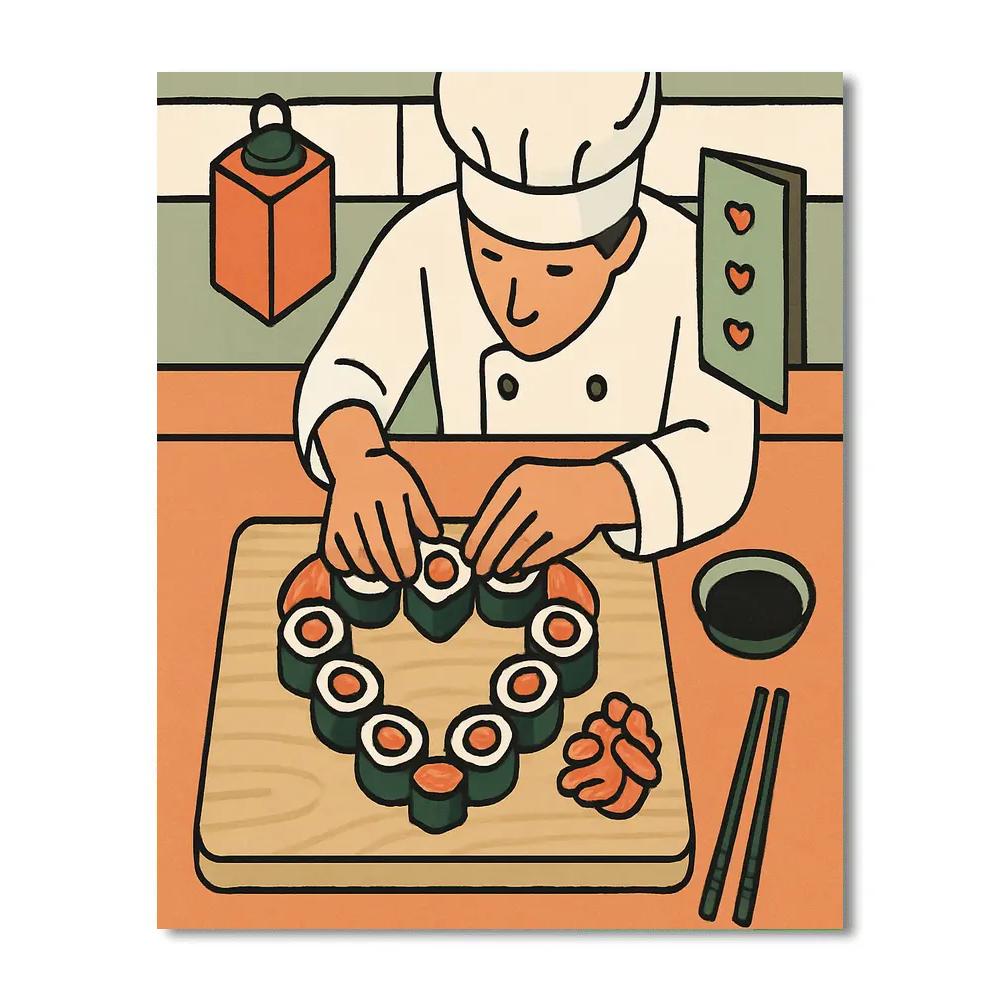 Valentines Day Heart Shaped Sushi Platter DIY paint by numbers