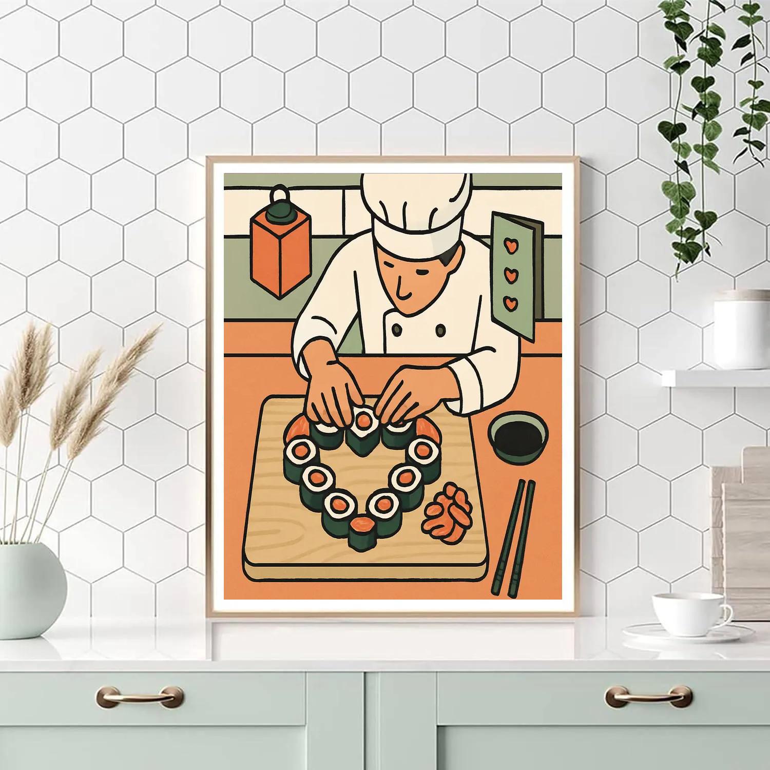 Valentines Day Heart Shaped Sushi Platter DIY paint by numbers