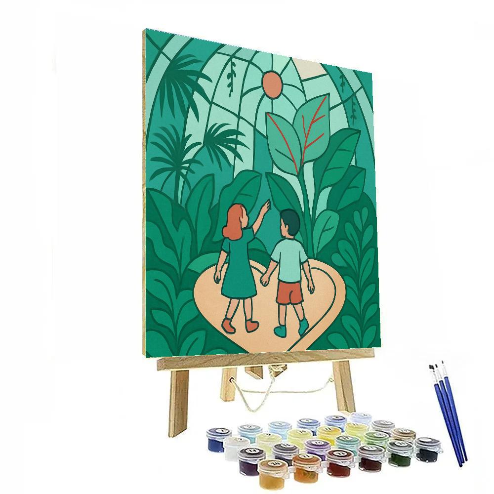Valentines Day Heart Pathway In Botanical Dome Painting by numbers kit