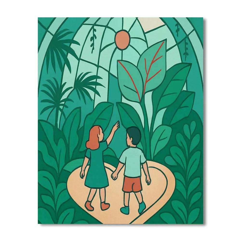 Valentines Day Heart Pathway In Botanical Dome Painting by numbers kit