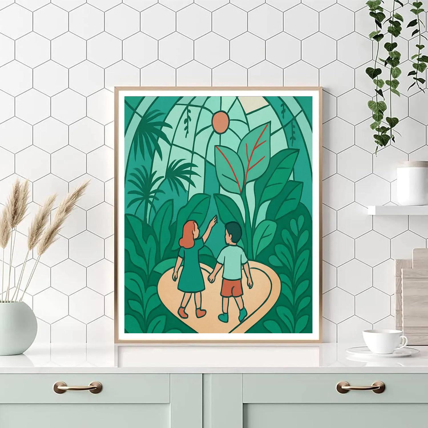 Valentines Day Heart Pathway In Botanical Dome Painting by numbers kit