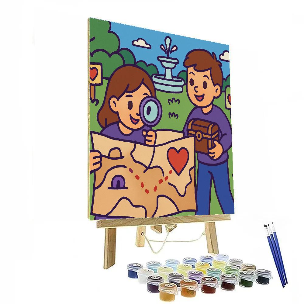 Valentines Day Heart Map Treasure Hunt Paint by numbers kits