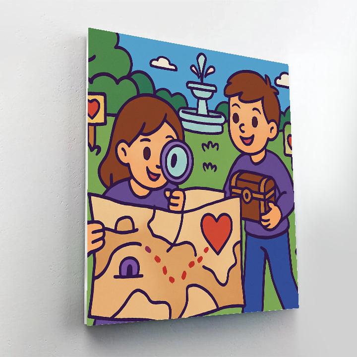 Valentines Day Heart Map Treasure Hunt Paint by numbers kits