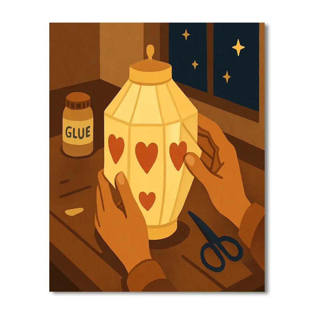 Valentines Day Heart Lantern Workshop Night paint by color