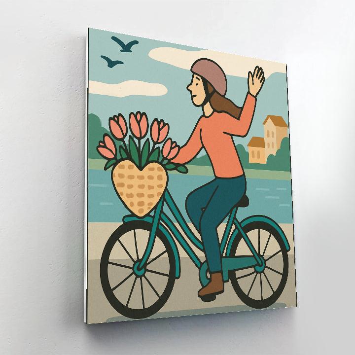Valentines Day Heart Shaped Bicycle Basket paint by numbers
