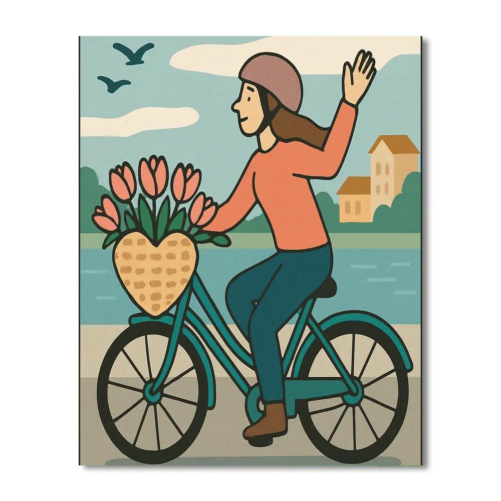 Valentines Day Heart Shaped Bicycle Basket paint by numbers