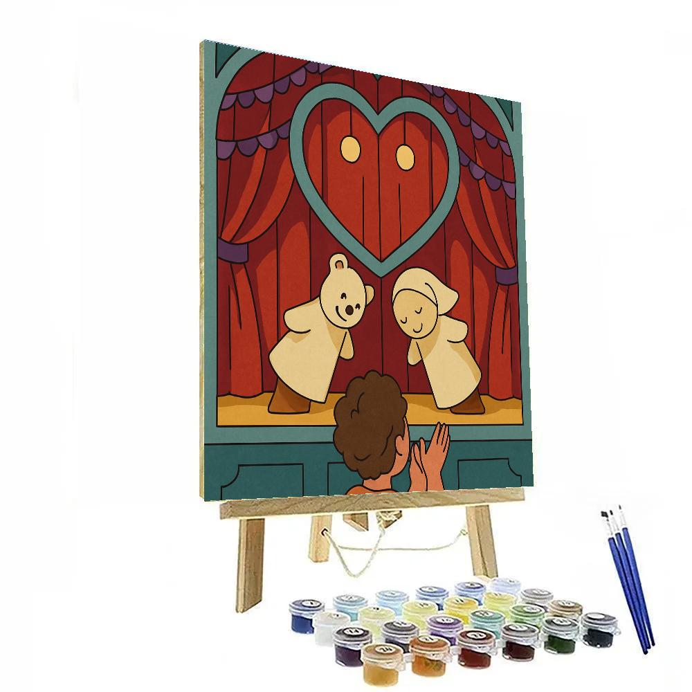 Valentines Day Heart Shaped Puppet Theater Painting by numbers kit
