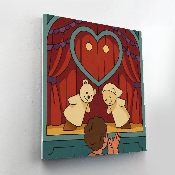 Valentines Day Heart Shaped Puppet Theater Painting by numbers kit