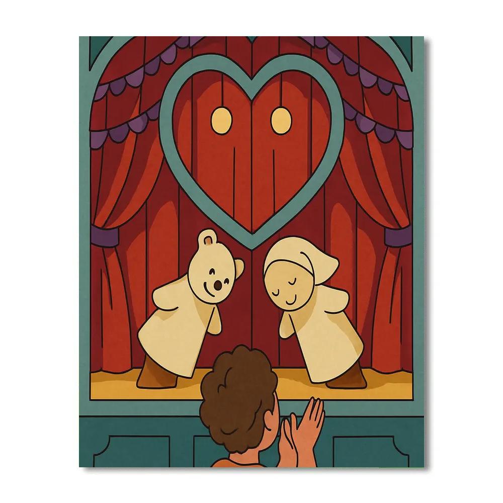 Valentines Day Heart Shaped Puppet Theater Painting by numbers kit