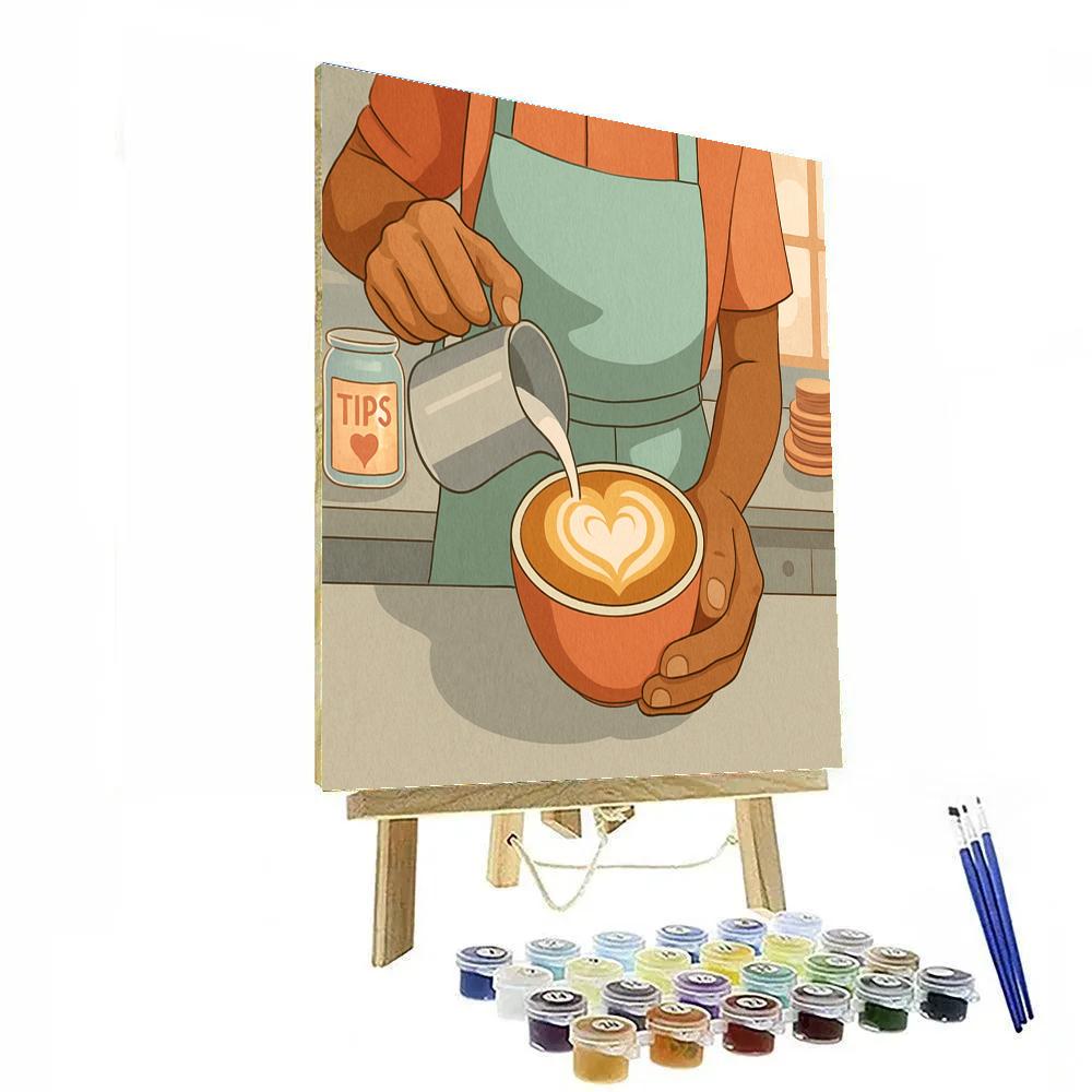 Valentines Day Heart Shaped Coffee Latte Art paint by color