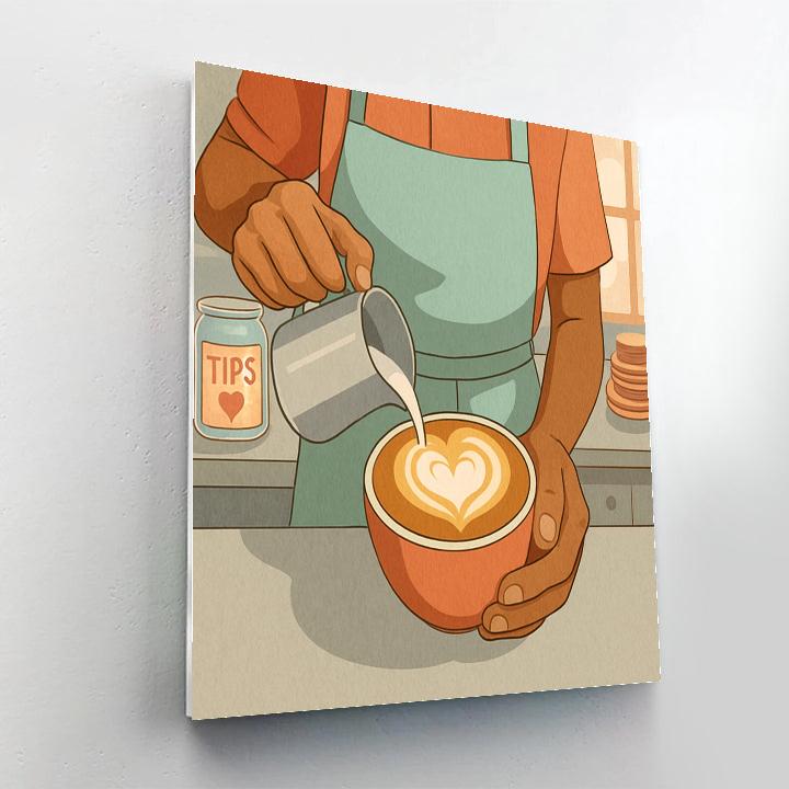 Valentines Day Heart Shaped Coffee Latte Art paint by color