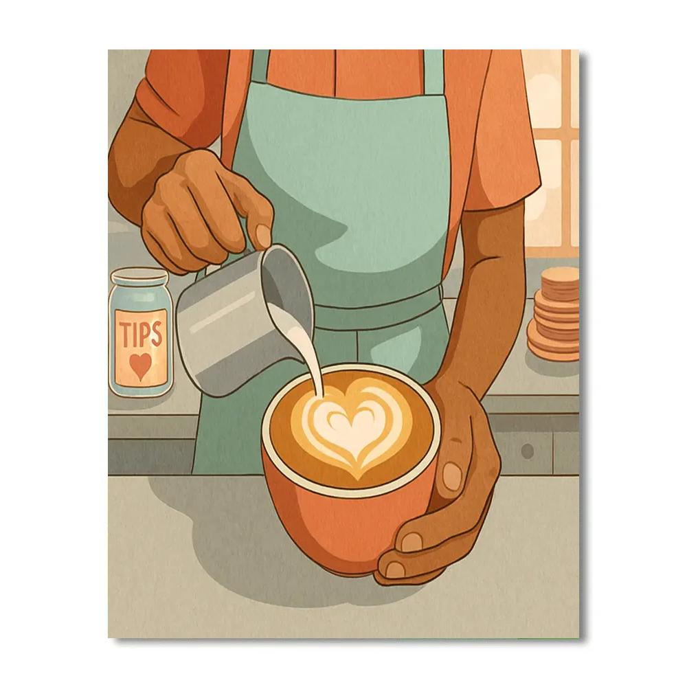 Valentines Day Heart Shaped Coffee Latte Art paint by color