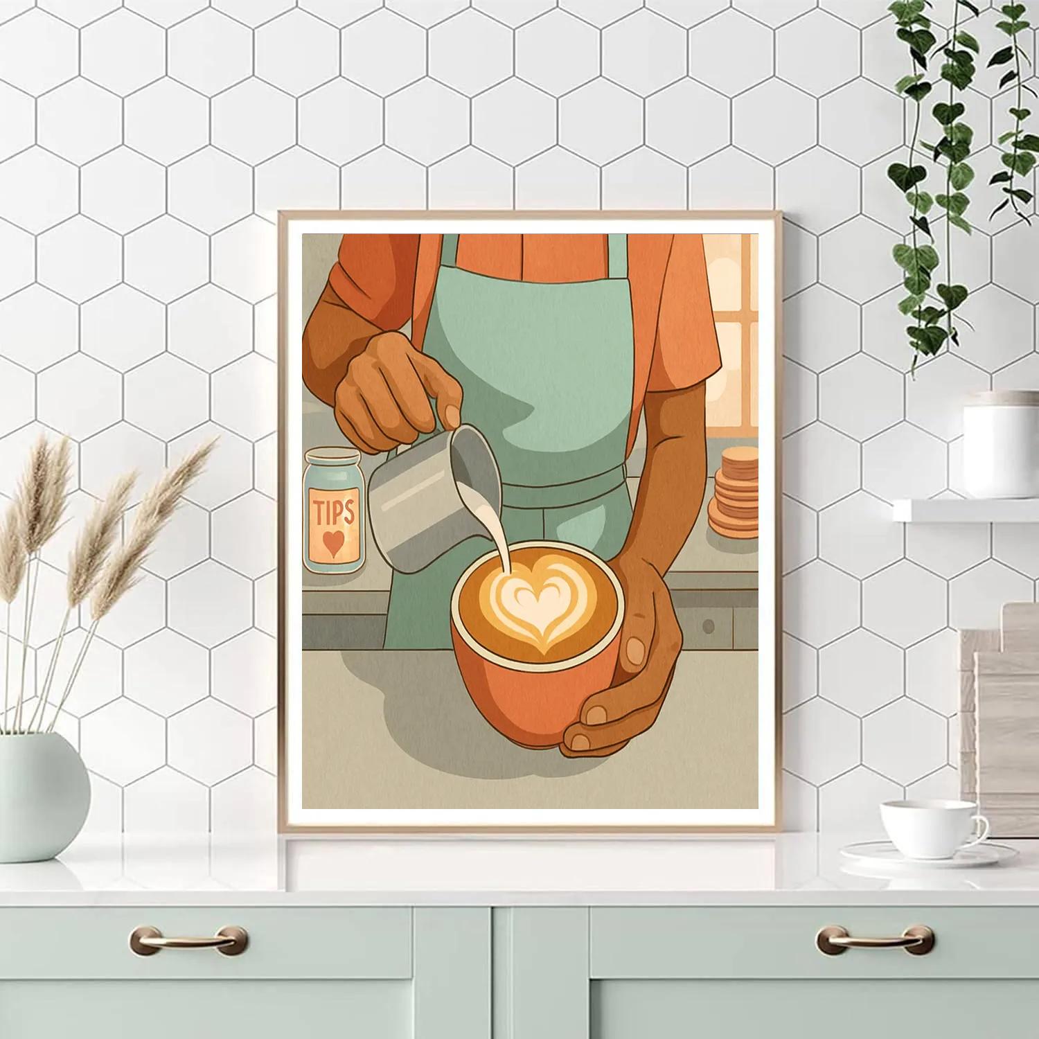Valentines Day Heart Shaped Coffee Latte Art paint by color