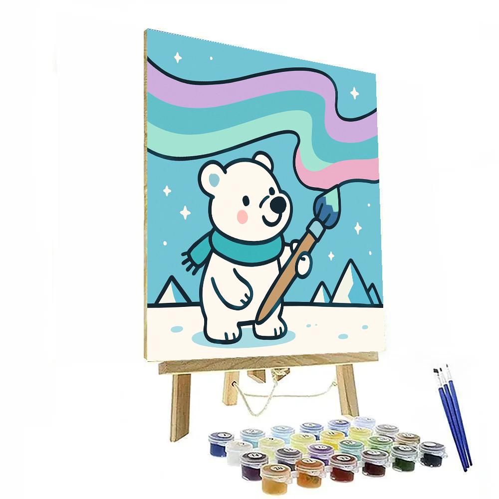 The Polar Bear Who Painted The Aurora painting number kit