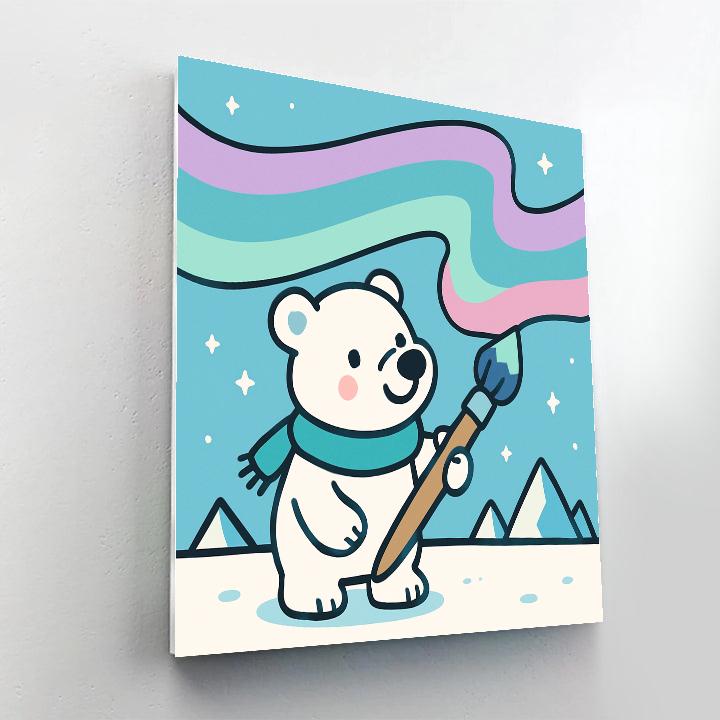 The Polar Bear Who Painted The Aurora painting number kit