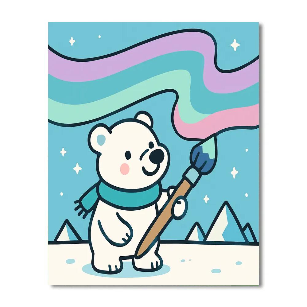 The Polar Bear Who Painted The Aurora painting number kit