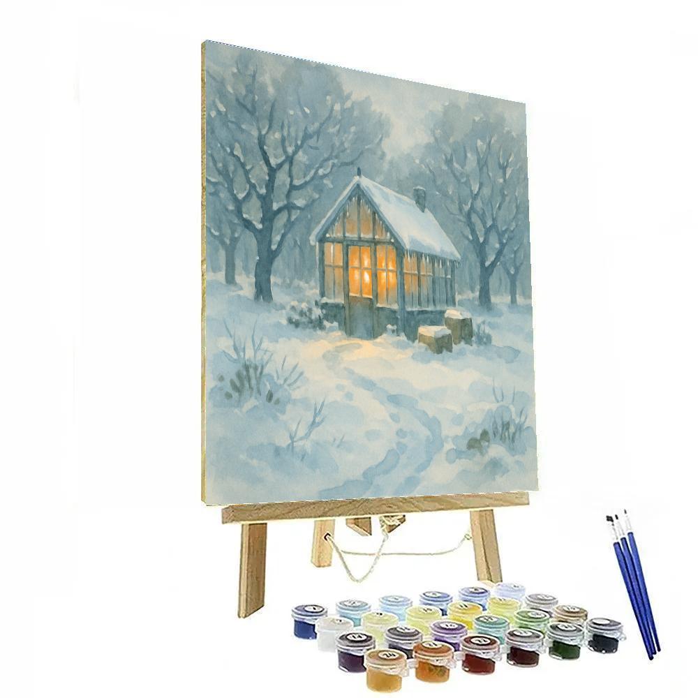 Lanternlit Winter Greenhouse Orchard Paint by numbers art