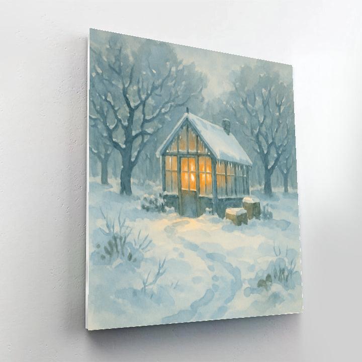 Lanternlit Winter Greenhouse Orchard Paint by numbers art