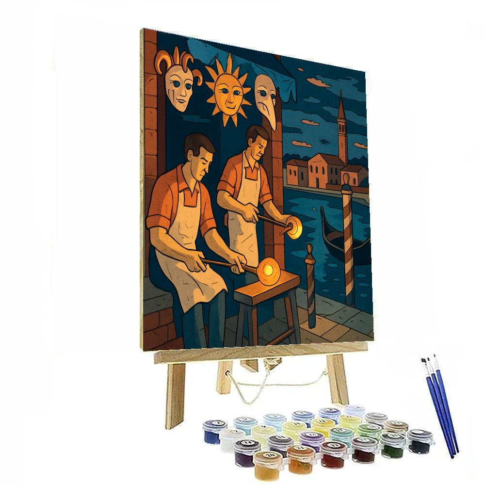 Italy Glass Blowers Carnival On Murano paint by color