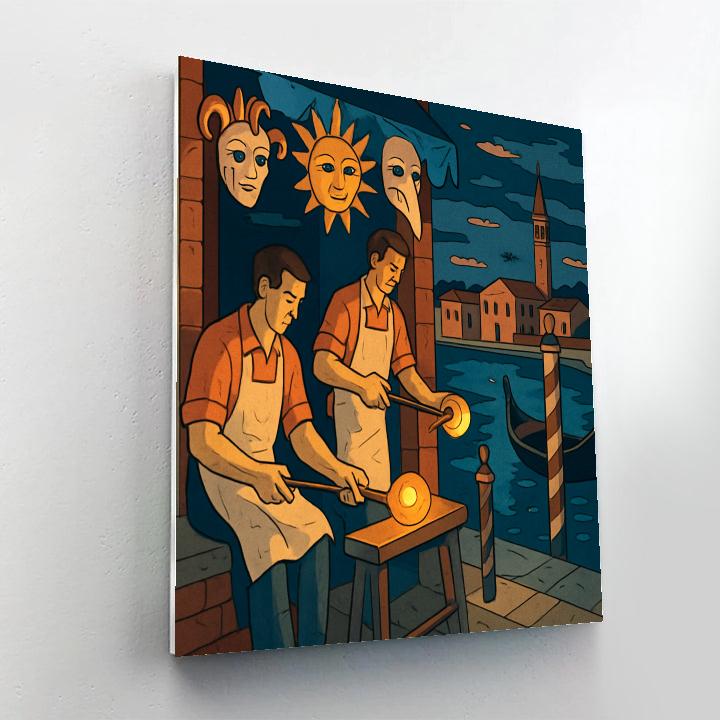 Italy Glass Blowers Carnival On Murano paint by color