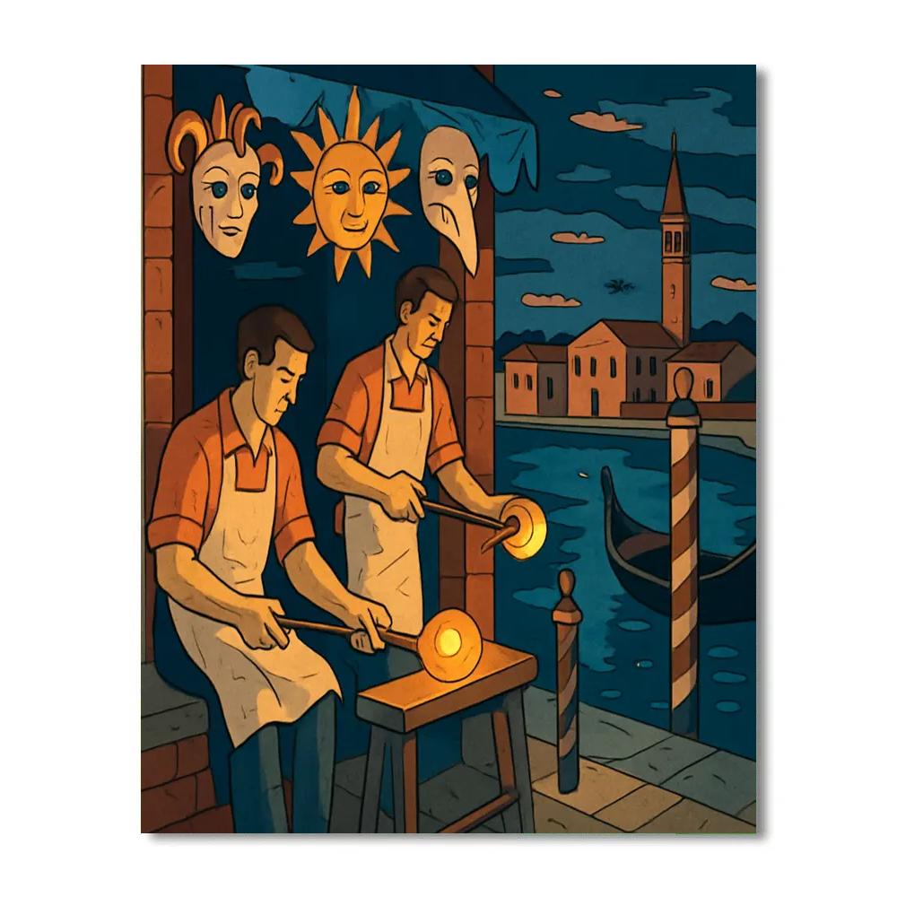 Italy Glass Blowers Carnival On Murano paint by color