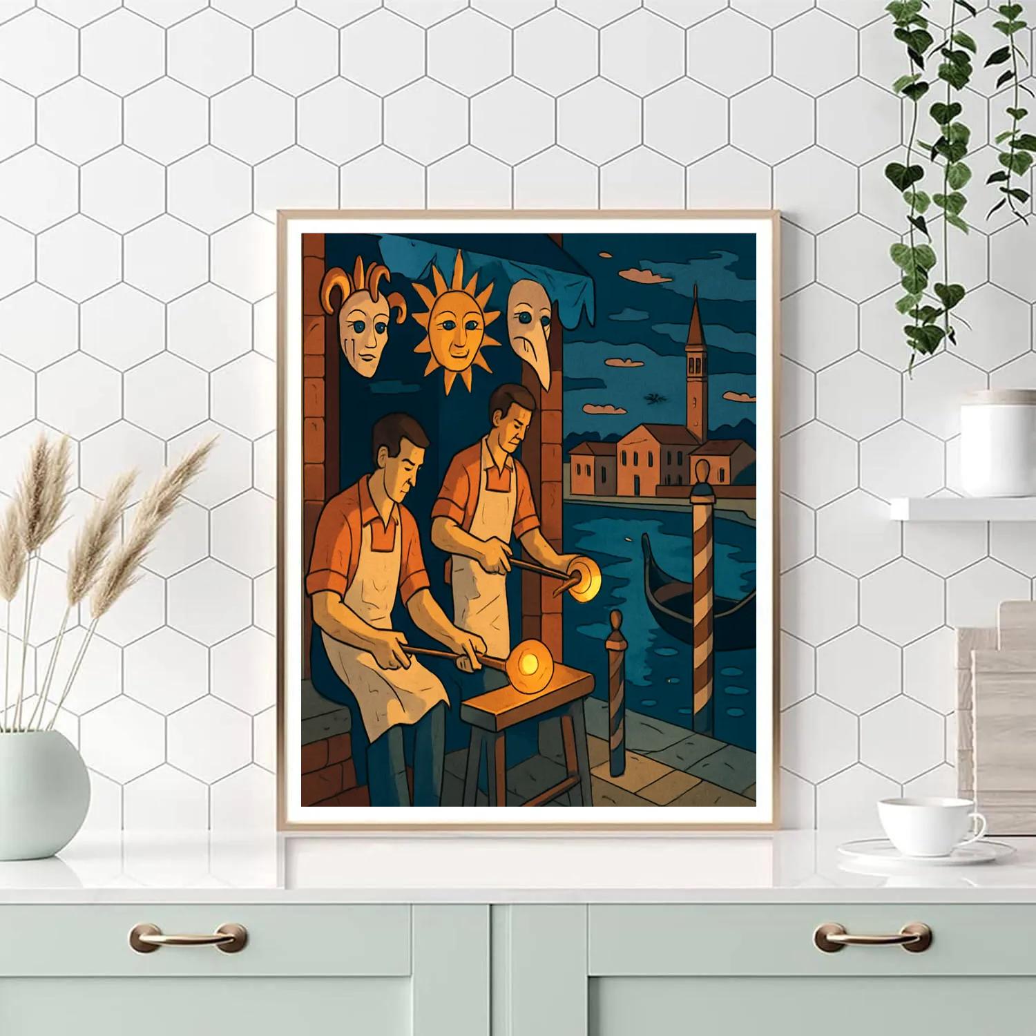 Italy Glass Blowers Carnival On Murano paint by color