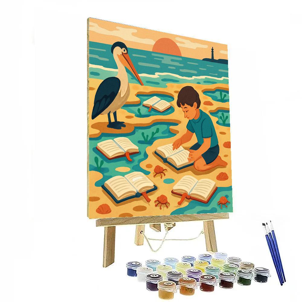 Beach Tidepool Library At Low Sun paint by color