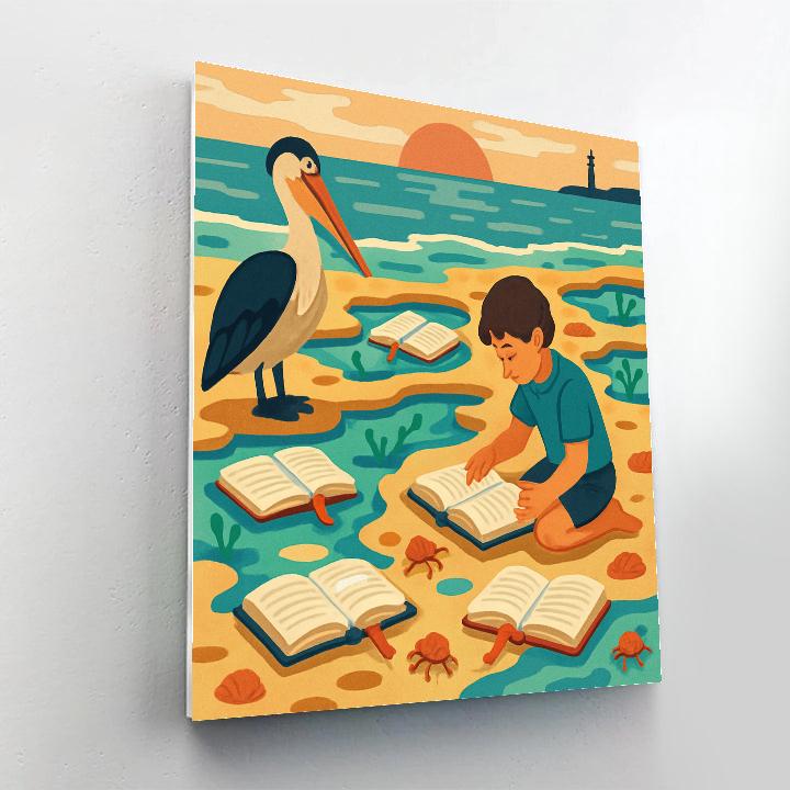Beach Tidepool Library At Low Sun paint by color